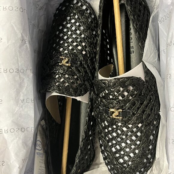 New in Box Aerosoles Hour Raffia Loafer in Black with Size 5 - Picture 8 of 13